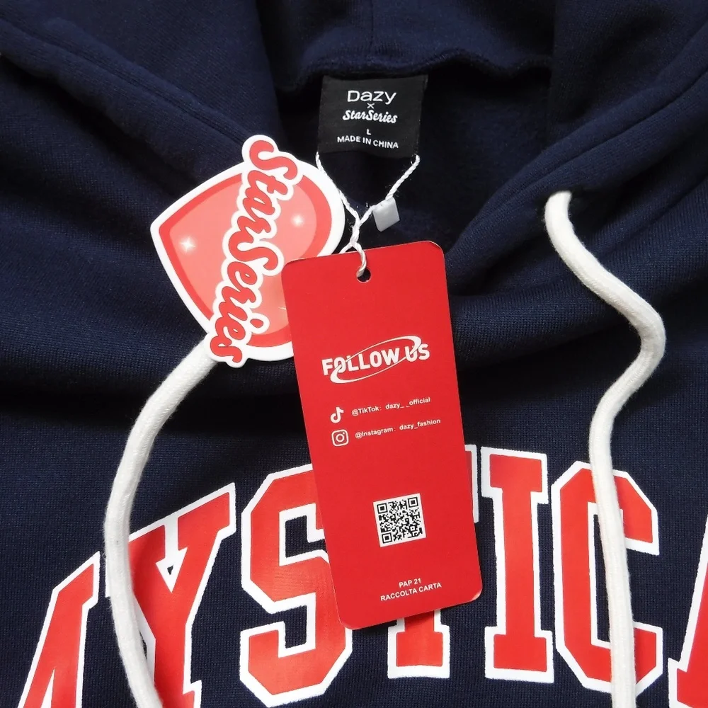 DAZY Navy Blue Color Hooded Long Sleeve Fleece Lined Sweatdress - Picture 5 of 9